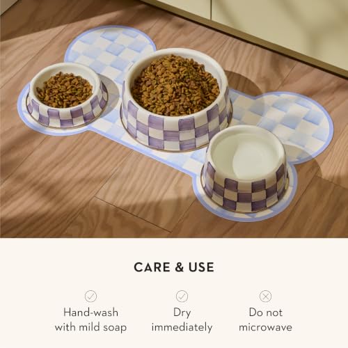 Enamel Pet Dish (Sky Check / Medium)