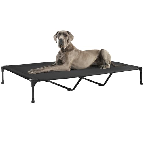 Outdoor Elevated Dog Bed Large Sized Dogs (59.0"L x 37.5"W x 9.0"Th / Black)