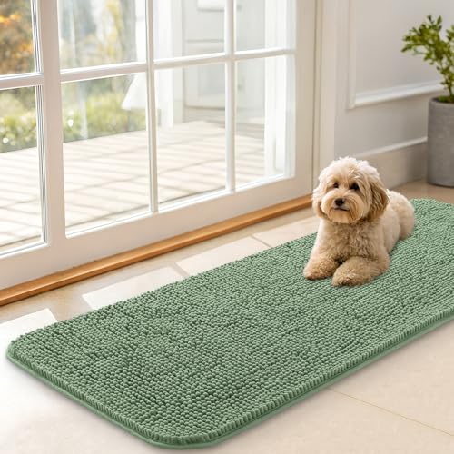 Dog Door Mat for Muddy Paws 47x17 (Olive Green / 47" X 17")