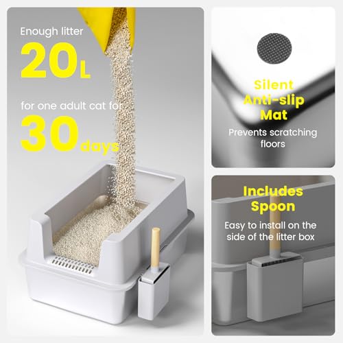 2 Pack Stainless Steel Cat Litter Box (Gray-2Pack)