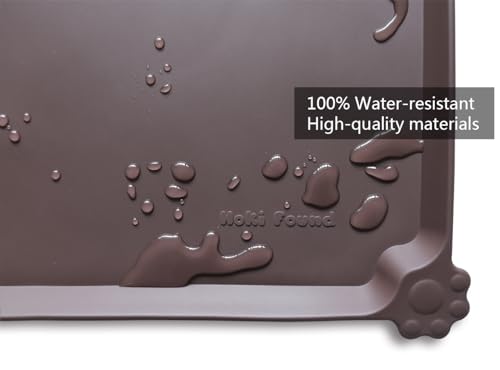 L Silicone Non Slip Pet Dog Cat Bowl Mats (22"L x 14"W / Dark Oak)