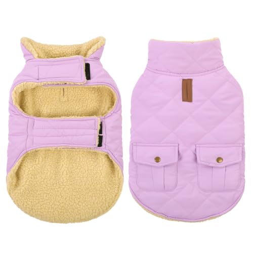 XL Warm Dog Coat Winter Thick Quilting Cold Weather Puffer Vest (X-Large / Lilac)
