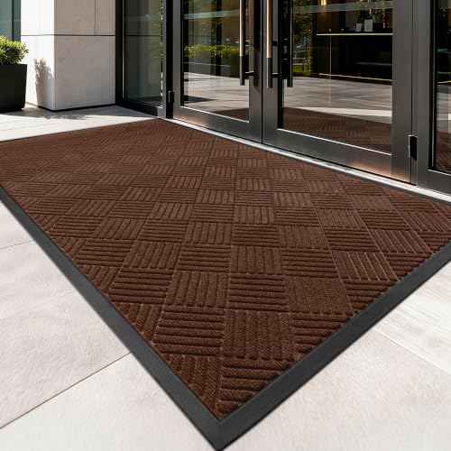 Front Door Mat (4' x 5' (Rectangular) / Brown Diamond)