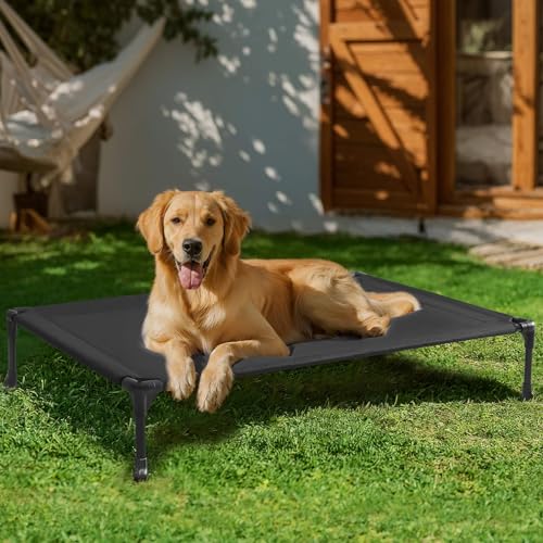 Outdoor Elevated Dog Bed Large Sized Dogs (45.0"L x 33.0"W x 7.0"Th / Black)