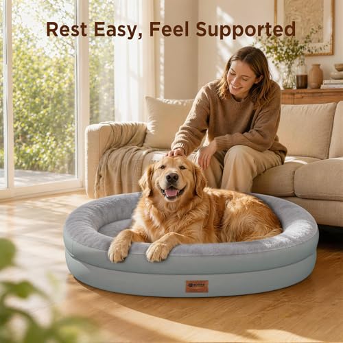 Waterproof Orthopedic Dog Bed for Extra Large Dogs (Silver / 48"L x 35"W x 7.5"Th)