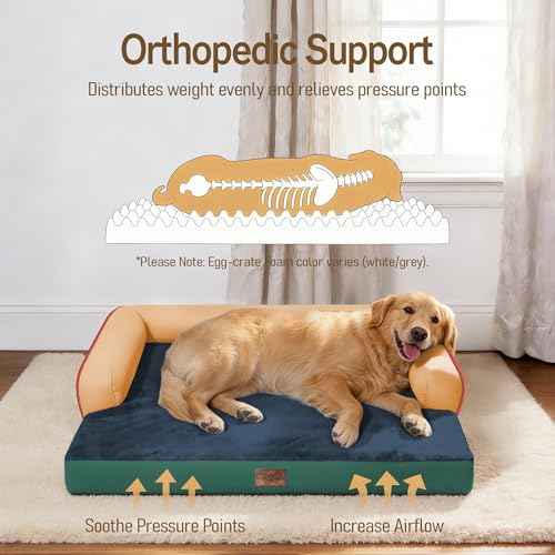 Orthopedic XL Dog Bed for Large and Extra Large Dogs (Citrus Grove / 42"L x 30"W x 7.5"Th)