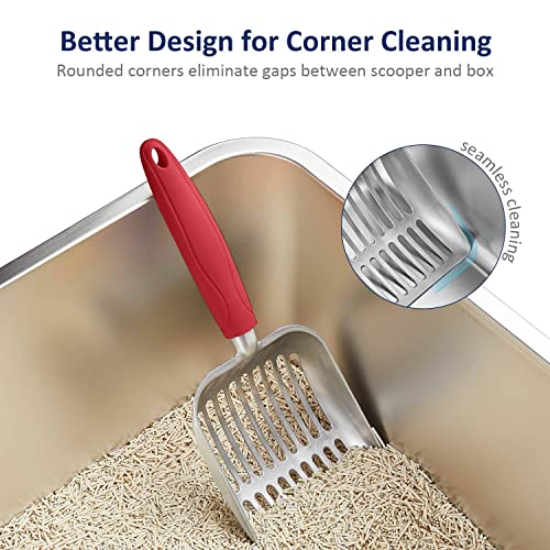 Cat Litter Scoop (Small / FLAT Aluminum \ #08 Red Handle)