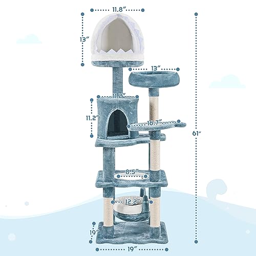 Blue Cute Shark Cat Tree for Kittens