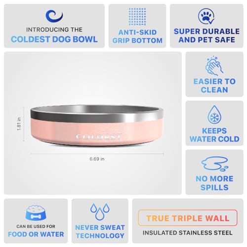 Coldest Dog Bowl (21 oz / Forever Pink Glitter)