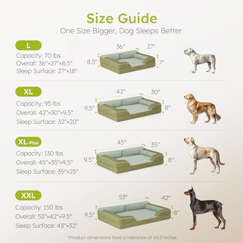 Jumbo Dog Bed for Extra Large Dogs (Dark Green / Jumbo(45"L x 35"W x 9.5"Th))