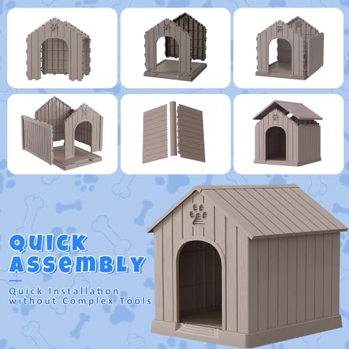 Sturdy Dog House Outdoor Dog Kennel (Classic Grey / Large Dog:38 Inch)