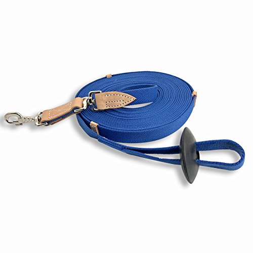 35' Flat Cotton Web Lunge Line with Bolt Snap & Rubber Stop (Sapphire / 35')