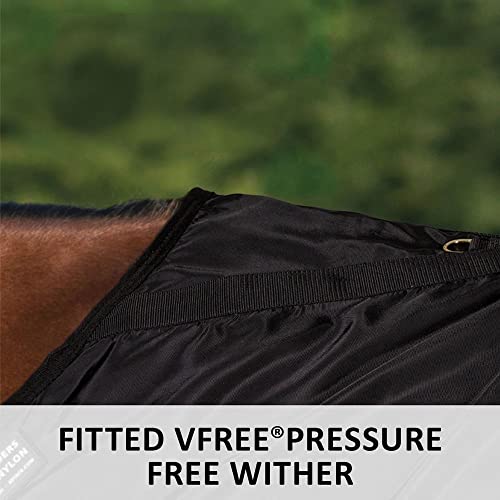 Dura Nylon Horse Stable Sheet (Horse Size 76 / VTEK | Open Front | Legstrap / Black)