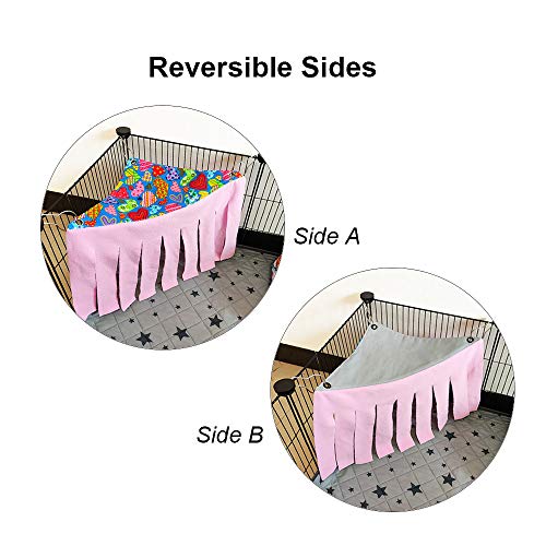 Guinea Pig Hideout Hideaway Corner Fleece Toys Cage Accessories (Pink+Purple)