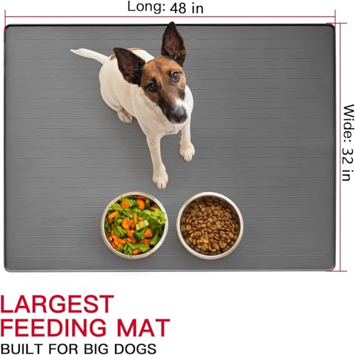 48" x 32" XXXL Largest Pet Food Mat (Black / 48"L x 32"W)