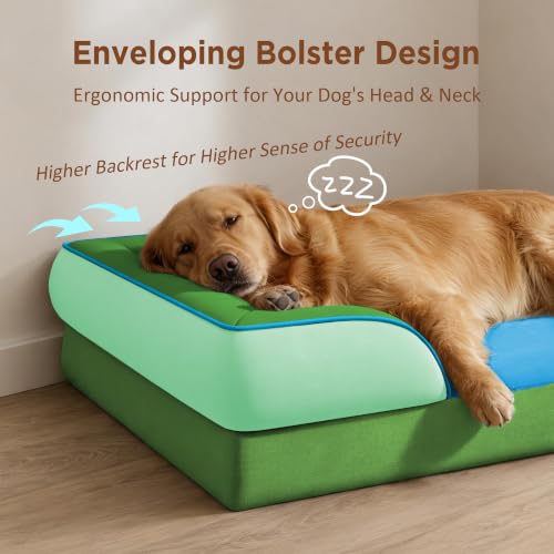 Orthopedic Dog Bed for Extra Large Dogs with Bolster (45.0"L x 35.0"W x 8.5"Th / Boston)