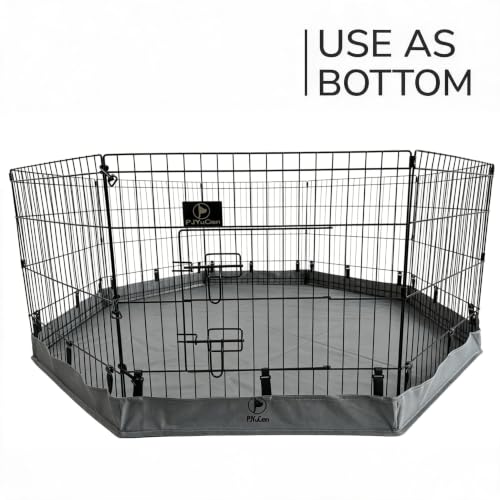 Puppy Playpen with Bottom Pad and Door (Gray / Small Pen: 30-Inch High)