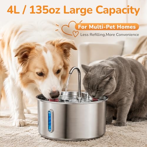 Stainless Steel Cat Water Fountain (Stainless Steel+1 Filter)