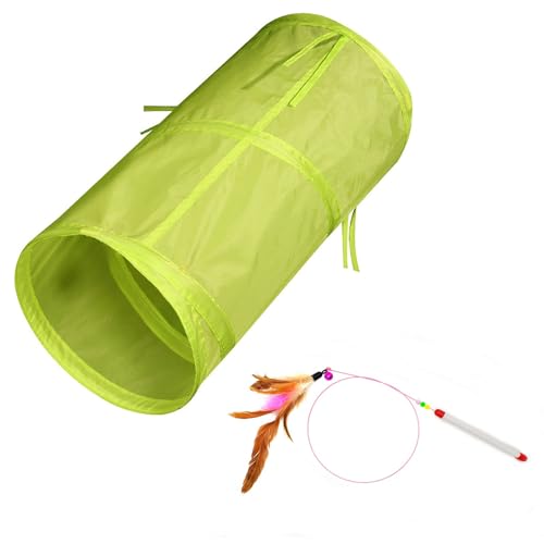 Cat Tunnel for Indoor Small Cats Kittens Rabbits (20 Inch (Pack of 1) / Light Green)