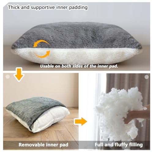 Cat Bed for Indoor Cats (Dark Grey / L:(17.5"×16.9"×15.9"))