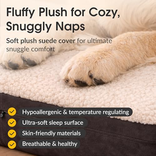 Jumbo Orthopedic Dog Bed (Brown-Plush Top / XL - 50"x34"x10")