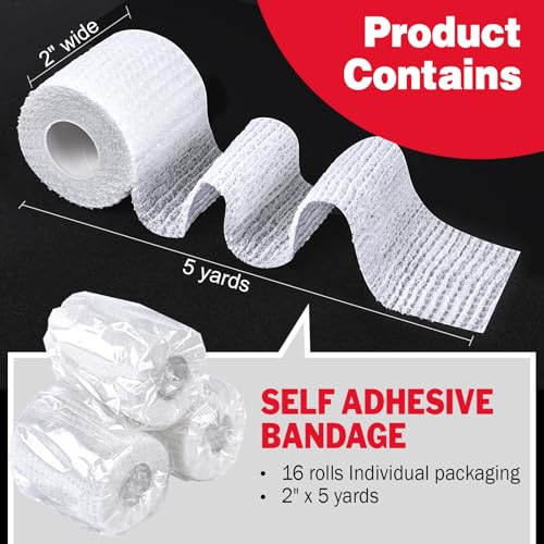 16 Pack Self Adhesive Bandage Wrap Pink (White / 2IN - 16Pack)