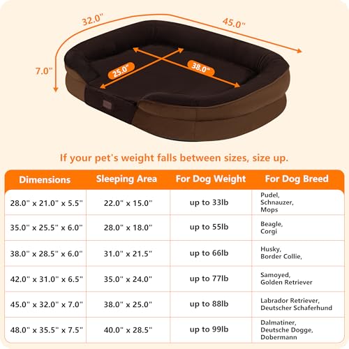 Orthopedic Waterproof X (Brown / X-Large(45 x 32 x 7 inch))