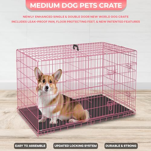 36" Foldable Metal Dog Crate (Pink)