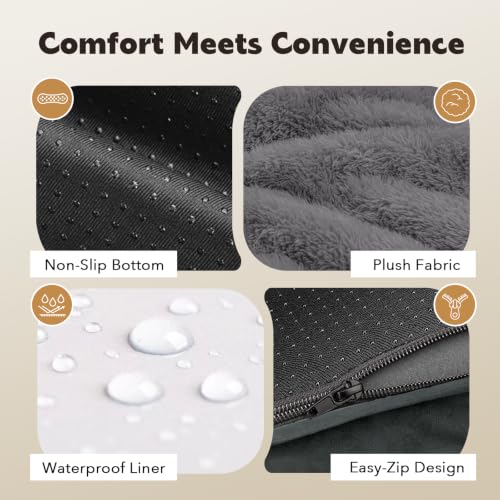 Orthopedic Washable Dog Bed with Bolster for Large Sized Dogs (38.0"L x 25.0"W x 6.5"Th / Dark Grey)