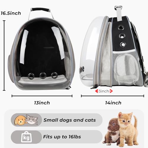 Expandable Bubble Cat Carrier Backpack (Front Expandable-Black)