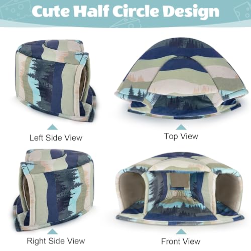Washable Guinea Pig Hideout Large Cozy Bed for Small Pets (Blue-green Mountains)
