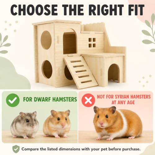 Tiny Hamster Maze Wood House Fun Slide House Double