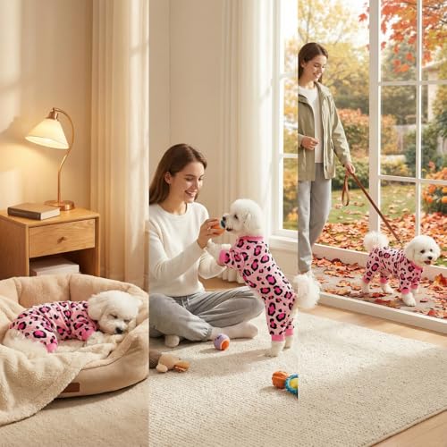 Dog Pajamas Onesie (02 Pink Leopard / XL (15-20 lb) Chest: 19.7")