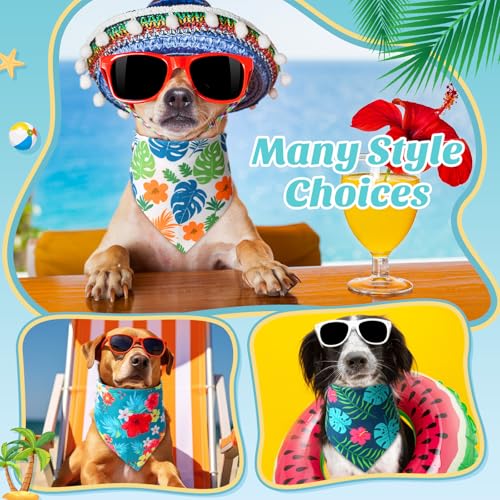 50 Pcs Hawaiian Dog Bandanas Bulk for Summer National Day (Hawaii Pattern / 31.5 x 21.7 x21.7 Inch)