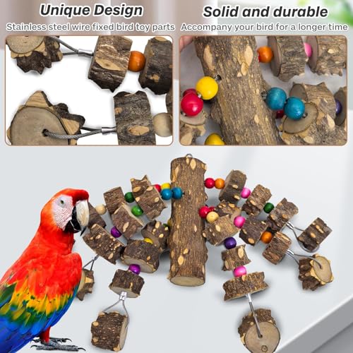 Large Bird Parrot Toys (B: Wire Link, Pepper Wood)