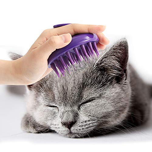 Cat Brush with Soft Rubber Pins (Purple)