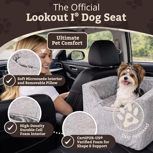 Pet Products Luxury Lookout I Dog Car Seat with Show Dog Microsuede (Palmer Dove / Small)