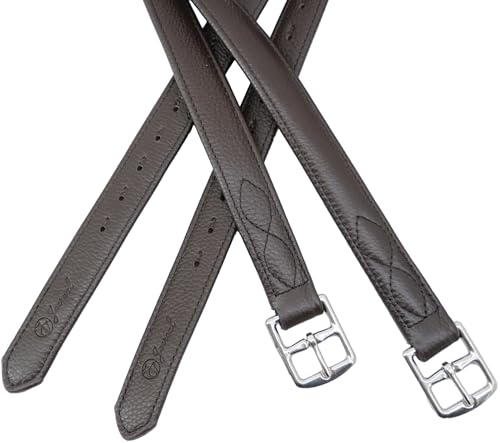 Stability English Stirrup Leathers with Strong Nylon Core for Equestrian Riding (54" / 135cm / Dark Coffee)