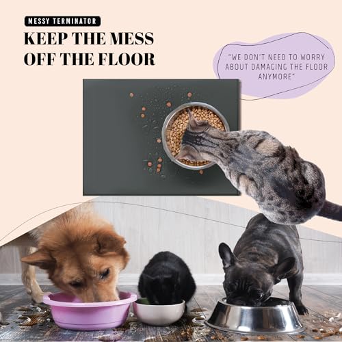 18x10 Waterproof Silicone Dog Food Mat (Black / 18" x 10")