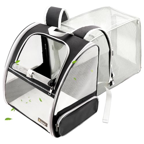 Innovative Traveler Bubble Backpack Pet Carriers for Cats and Dogs (Expandable-Black)