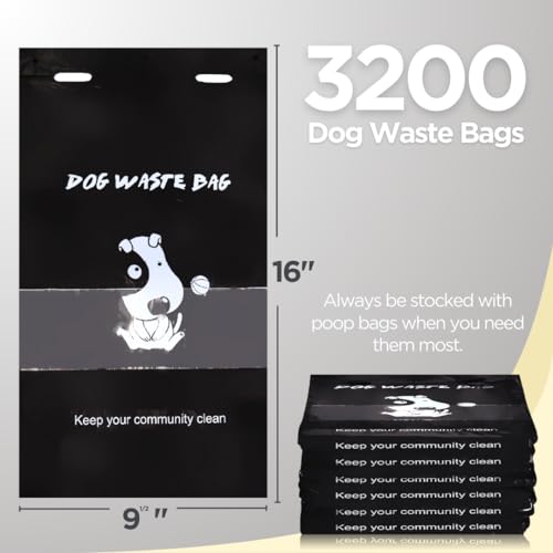 Recycled Bulk Dog Waste Bags (Black / 3200 Count (Pack of 1))