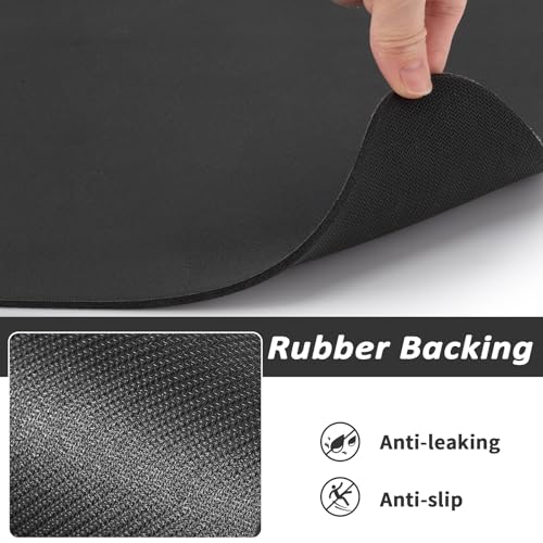 Dog Food Mat Absorbent Cat Mat for Food and Water (Black / 19"L x 12"W)