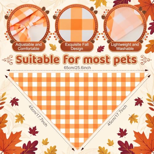100 Pcs Fall Plaid Dog Bandanas Bulk Autumn Gingham Check Pattern (25.6 x 17.7 x 17.7 Inch / Fall Plaid)