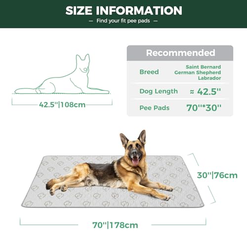 Washable Pee Pads for Dogs (Khaki / 30" x 70" (2 Packs))