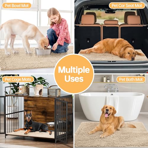Absorbent Dog Door Mat for Muddy Paws (48"L x 30"W x 1" Th / Beige)