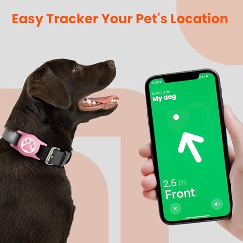 4 Pack IP68 Waterproof Compatible with Air Tag Dog Collar Holder (Black&Pink&Blue&RoseRed)