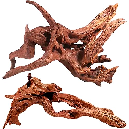 Natural Driftwood for Aquarium Decor (Mopani driftwood （10-14 inch pack of 2）)
