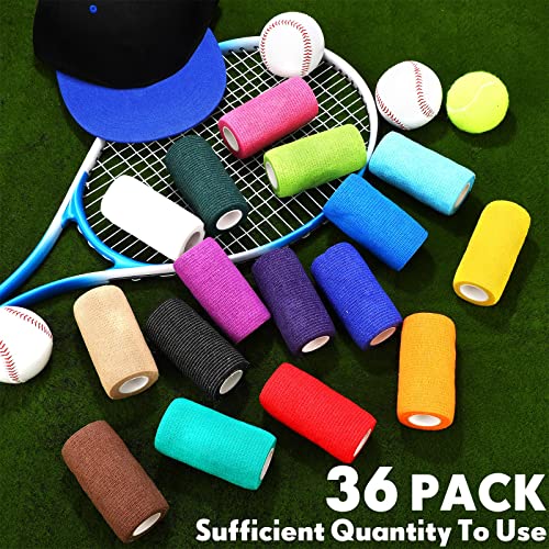 36 Pcs Self Adherent Bandage 4" X 5 Yard Wrap Breathable (Multicolored / 4" X 5 Yard)