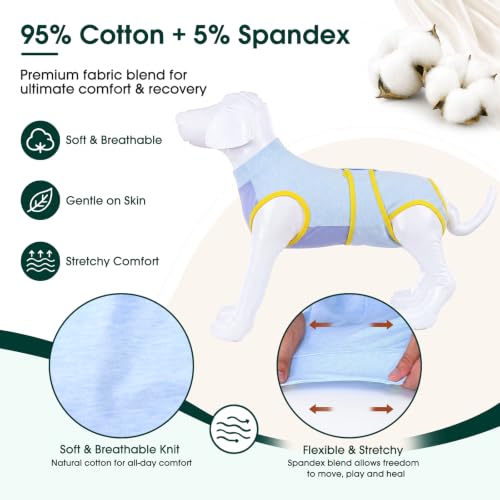 Recovery Suit for Dogs Cats (S (Back:11.4-13.4'', Weight:7-15 Lb) / Sky Zest)