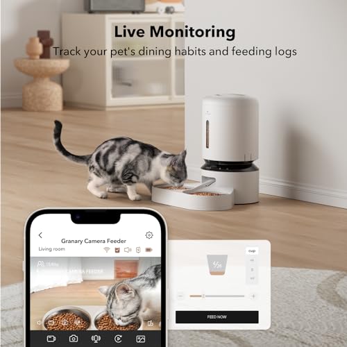 Automatic Cat Feeder with Camera for Two Cats (White / 5L (With Camera))